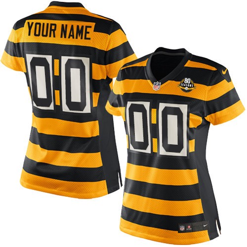 Women's Elite 80th Anniversary Nike Jersey Gold/Black Alternate - Customized Throwback NFL Pittsburgh Steelers